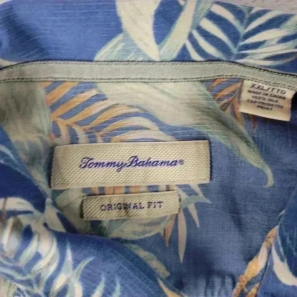 Tommy Bahama Short Sleeve Silk Button-Up Floral Shirt Blue Sz 2XL XXL - Picture 4 of 8